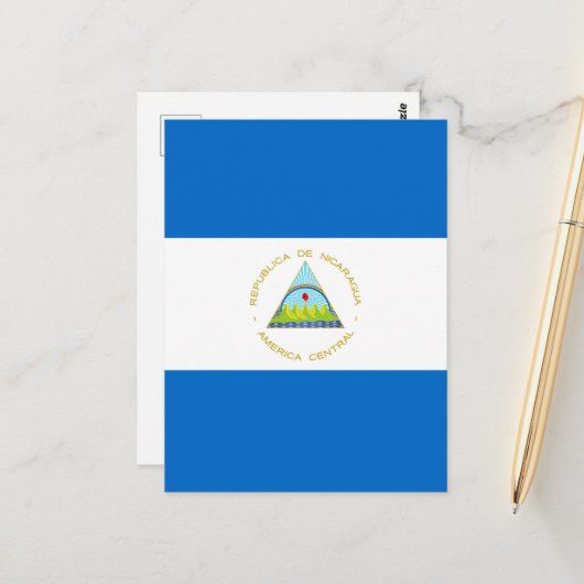 Carte Postale Drapeau du Nicaragua (Devant/Arrière en situation)