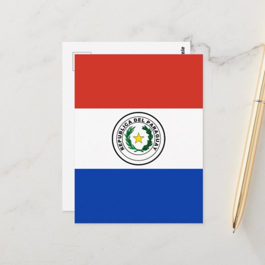 Carte Postale Drapeau du Paraguay (Devant/Arrière en situation)