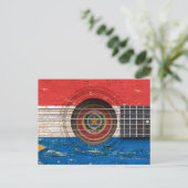 Carte Postale Drapeau du Paraguay sur une vieille guitare acoust (Debout devant)