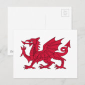Carte Postale Drapeau du Pays de Galles - Le Dragon Rouge - Bane (Devant / Derrière)