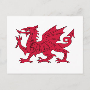 Carte Postale Drapeau du Pays de Galles - Le Dragon Rouge - Bane