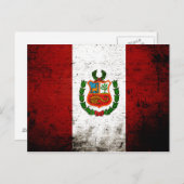 Carte Postale Drapeau du Pérou de Grunge Noir (Devant / Derrière)