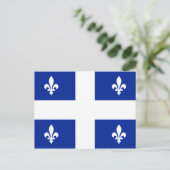 Carte Postale Drapeau du Québec PQ Qc avec fleur de lys (Debout devant)
