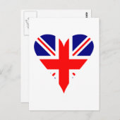 Carte Postale Drapeau du Royaume-Uni Coeur funky (Devant / Derrière)