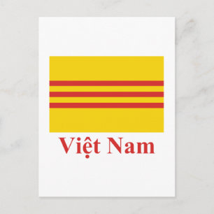 Carte Postale Drapeau du sud du Vietnam avec nom en vietnamien