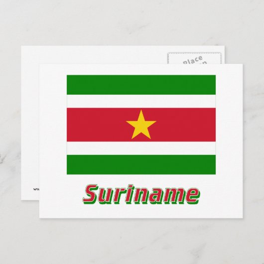 Carte Postale Drapeau du Suriname avec nom (Devant / Derrière)
