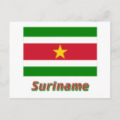 Carte Postale Drapeau du Suriname avec nom (Devant)