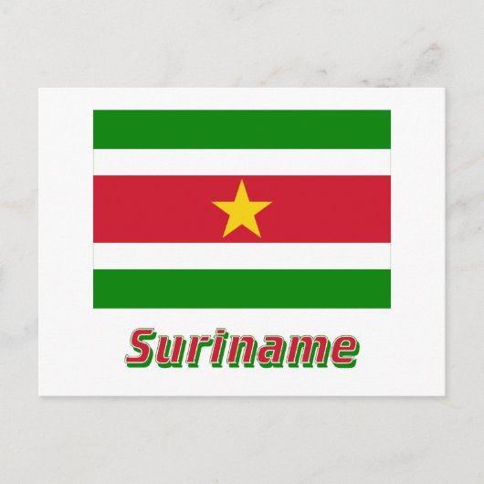 Carte Postale Drapeau du Suriname avec nom (Devant)
