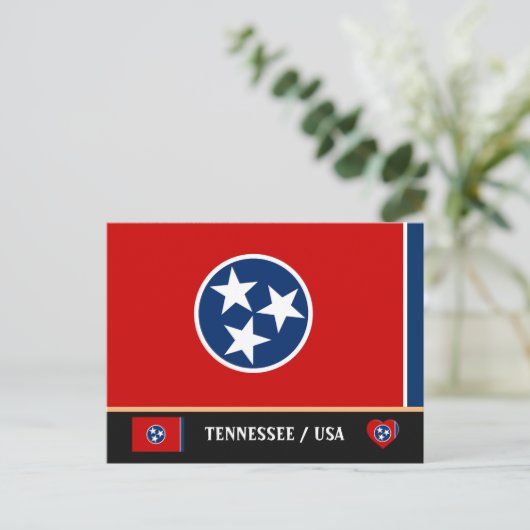 Carte Postale Drapeau du Tennessee & Tennessee États-Unis /Améri (Debout devant)