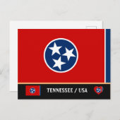 Carte Postale Drapeau du Tennessee & Tennessee États-Unis /Améri (Devant / Derrière)