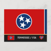Carte Postale Drapeau du Tennessee & Tennessee États-Unis /Améri (Devant)