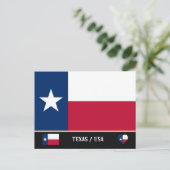 Carte Postale Drapeau du Texas et État du Texas USA /Amérique (Debout devant)