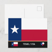 Carte Postale Drapeau du Texas et État du Texas USA /Amérique (Devant / Derrière)