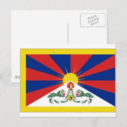 Carte Postale Drapeau du Tibet (Devant / Derrière)