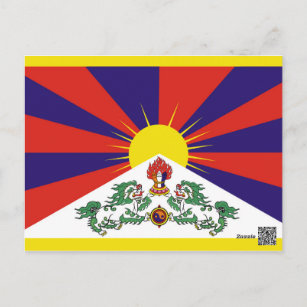 Carte Postale Drapeau du Tibet - Drapeau du lion des neiges