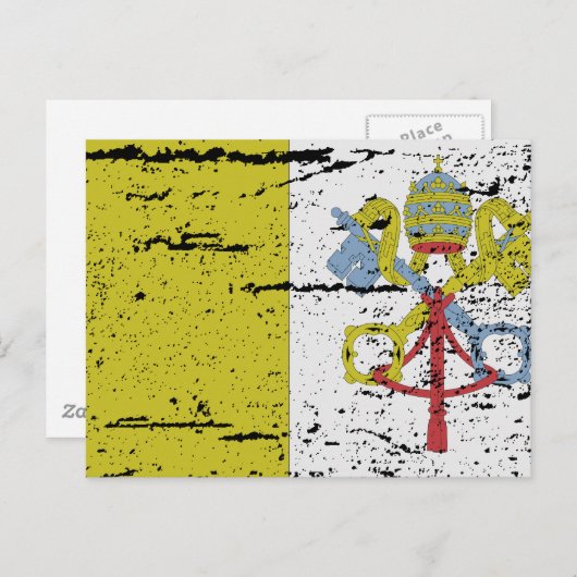 CARTE POSTALE DRAPEAU DU VATICAN (Devant / Derrière)