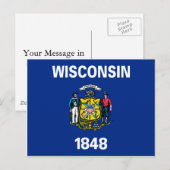Carte Postale Drapeau du Wisconsin (Devant / Derrière)