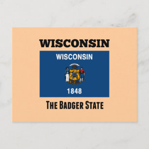 Carte Postale Drapeau du Wisconsin, État Badger