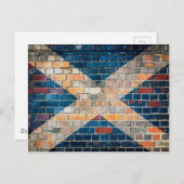 Carte Postale Drapeau écossais sur un mur de briques (Devant / Derrière)