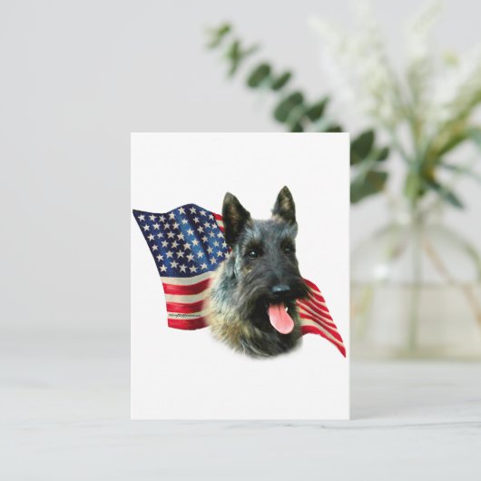Carte Postale Drapeau écossais Terrier (brindle) (Debout devant)