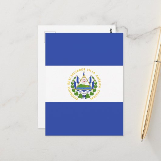 Carte Postale Drapeau El Salvador (Devant/Arrière en situation)