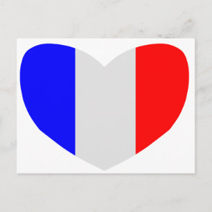 Carte Postale Drapeau en forme de coeur de la France