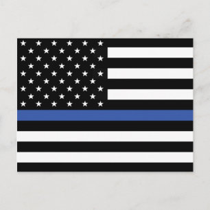 CARTE POSTALE DRAPEAU EN LIGNE BLEUE MINCE