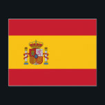 Carte Postale Drapeau espagnol (Espagne)<br><div class="desc">Ce dessin présente le drapeau de l'Espagne (connu en espagnol comme "España"), officiellement connu sous le nom de Royaume d'Espagne (en espagnol, "Reino de España"), qui est un pays du sud-ouest de l'Europe avec quelques poches de territoire à travers le détroit de Gibraltar et l'océan Atlantique. Son territoire continental européen...</div>