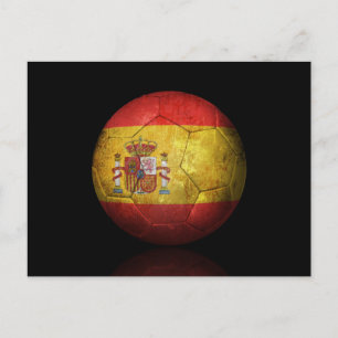 Carte Postale Drapeau espagnol porté Football de football balle