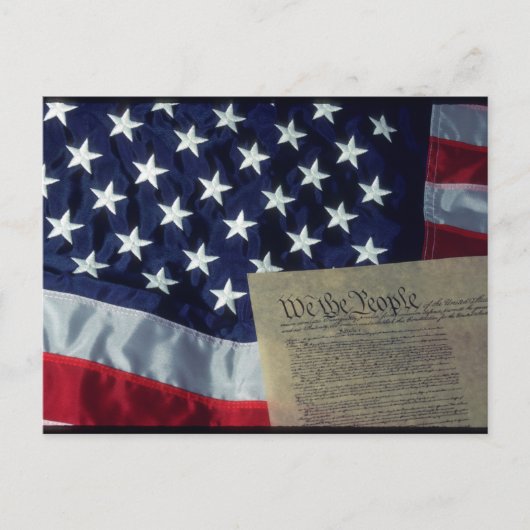 Carte Postale Drapeau et Constitution des États-Unis (Devant)