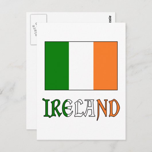 Carte Postale drapeau et mot d'Irlande (Devant / Derrière)