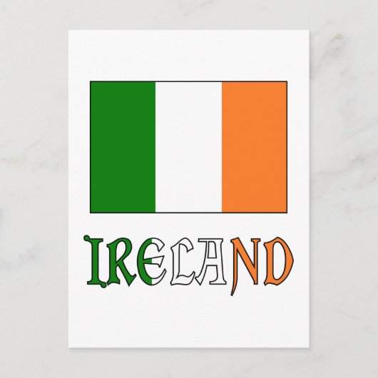 Carte Postale drapeau et mot d'Irlande (Devant)