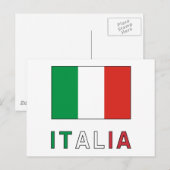 Carte Postale Drapeau et mot Italia (Devant / Derrière)