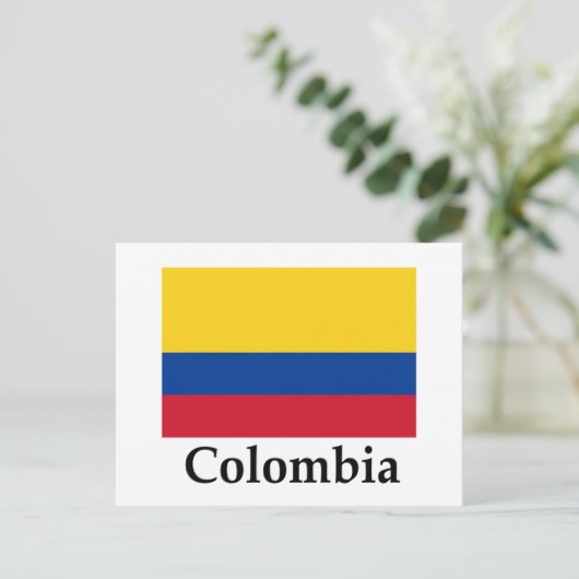Carte Postale Drapeau Et Nom Colombie (Debout devant)