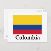 Carte Postale Drapeau Et Nom Colombie (Devant / Derrière)