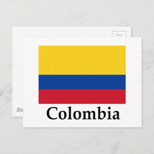 Carte Postale Drapeau Et Nom Colombie (Devant / Derrière)