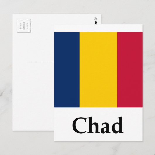 Carte Postale Drapeau Et Nom Du Tchad (Devant / Derrière)