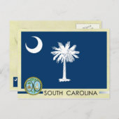 Carte Postale Drapeau et phoque de l'État de Caroline du Sud (Devant / Derrière)