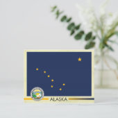 Carte Postale Drapeau et phoque de l'état de l'Alaska (Debout devant)
