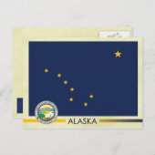 Carte Postale Drapeau et phoque de l'état de l'Alaska (Devant / Derrière)