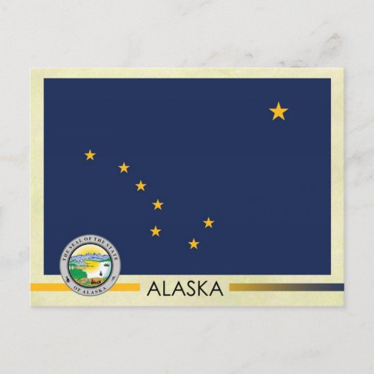 Carte Postale Drapeau et phoque de l'état de l'Alaska (Devant)