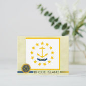 Carte Postale Drapeau et phoque de l'État de Rhode Island (Debout devant)