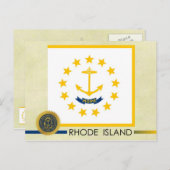 Carte Postale Drapeau et phoque de l'État de Rhode Island (Devant / Derrière)