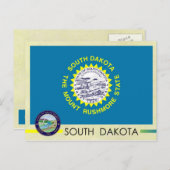Carte Postale Drapeau et phoque de l'État du Dakota du Sud (Devant / Derrière)