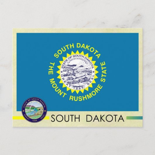 Carte Postale Drapeau et phoque de l'État du Dakota du Sud (Devant)