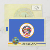 Carte Postale Drapeau et phoque de l'État du Minnesota (Devant / Derrière)