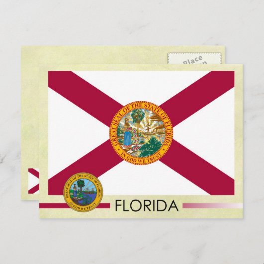 Carte Postale Drapeau et sceau de l'État de Floride (Devant / Derrière)