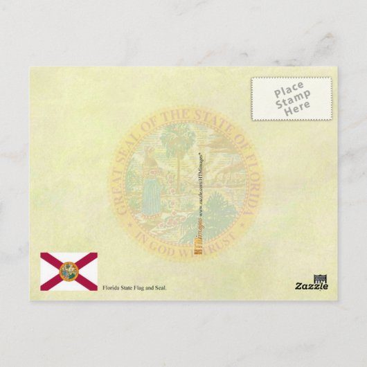 Carte Postale Drapeau et sceau de l'État de Floride (Dos)