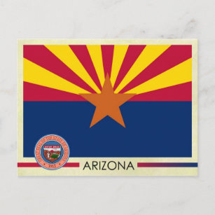 Carte Postale Drapeau et sceau de l'État de l'Arizona