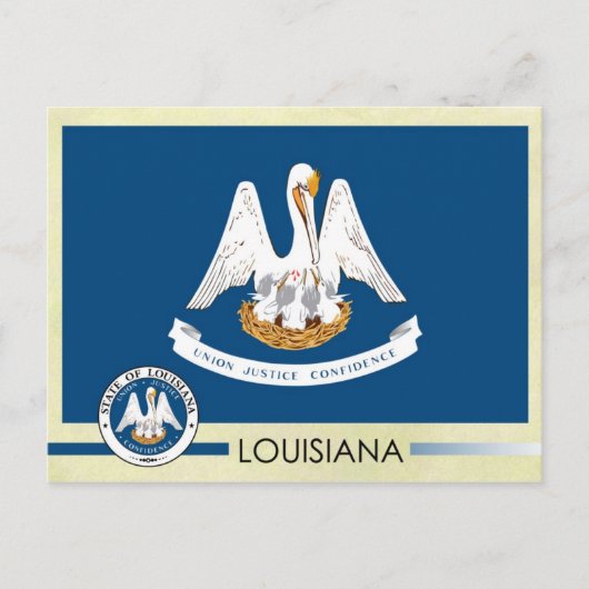 Carte Postale Drapeau et sceau de l'État de Louisiane (Devant)